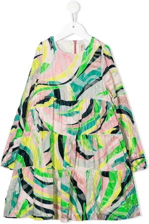 PUCCI Junior Vestido a capas con motivo gráfico