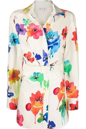 OFF-WHITE Vestido camisero con estampado floral