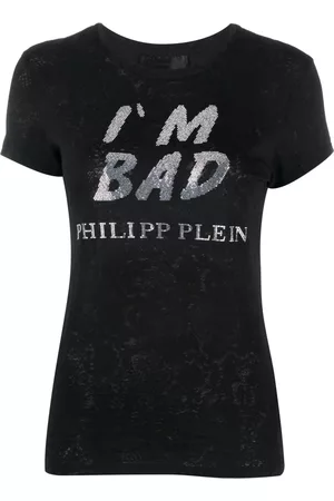 Philipp Plein Camiseta con logo y lentejuelas