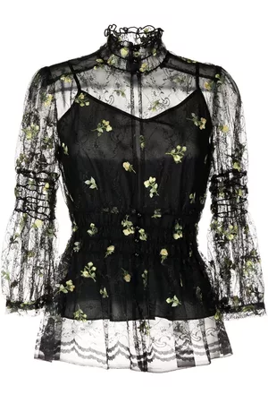 Anna Sui Blusa de encaje con bordado floral