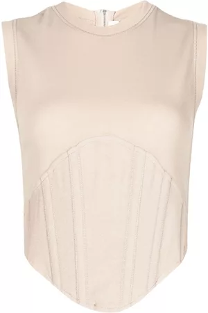 DION LEE Top estilo corsé de canalé fino