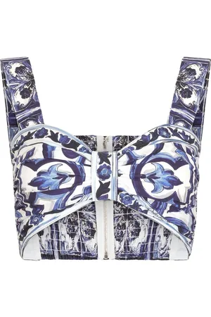 Dolce & Gabbana Top tipo corpiño con estampado Mayólica