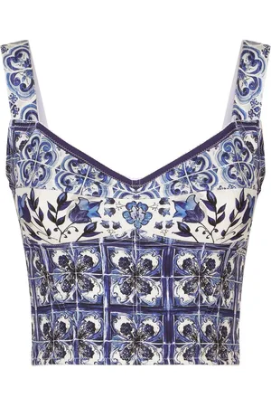 Dolce & Gabbana Top estilo corsé con estampado Mayólica