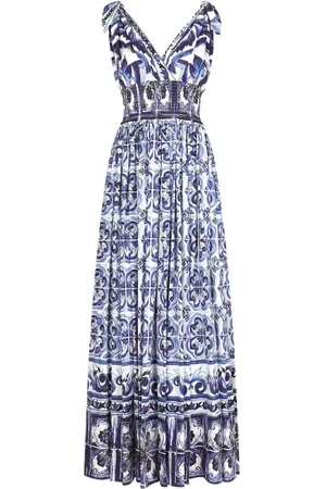 Dolce & Gabbana Vestido largo con estampado Mayólica