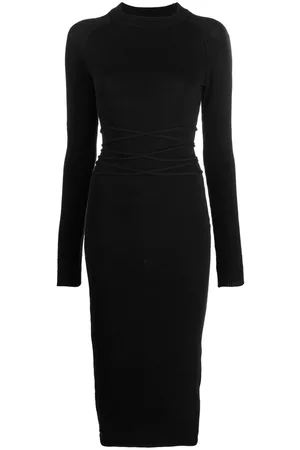 The Attico Vestido midi de punto con espalda descubierta