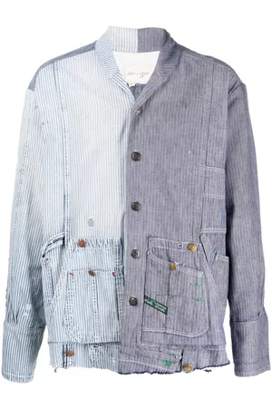 GREG LAUREN Camisa a rayas con diseño patchwork