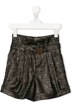Balmain Pantalones cortos metalizados de talle alto