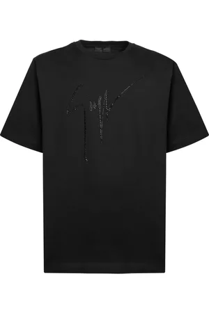 Giuseppe Zanotti Camiseta con logo y detalles de strass