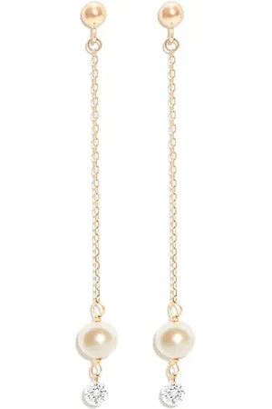 PERSÉE Pendientes con perla colgante en oro amarillo de 18kt