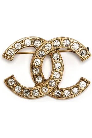 CHANEL Broche con logo CC en strass 1980-1990