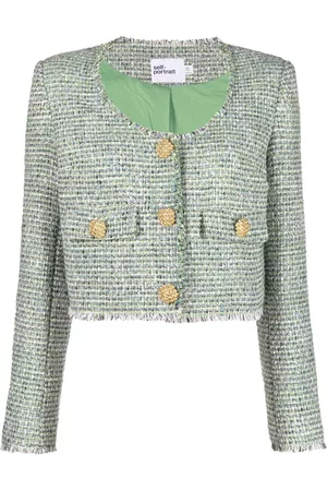 Self-Portrait Chaqueta de tweed con cuello redondo