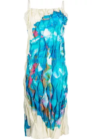 Issey Miyake Vestido midi con motivo abstracto 2000