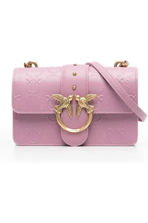 Bolsos Cruzados Pinko Precio - Mini Lady Love Bag Puff Logo Monogram Mujer  Negros Dorados