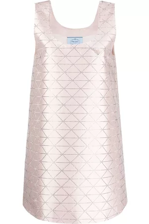 Prada Vestido con motivo triangular con strass