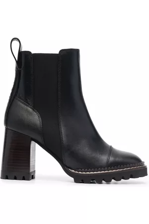 See by Chloé Block-heel leather ankle boots
