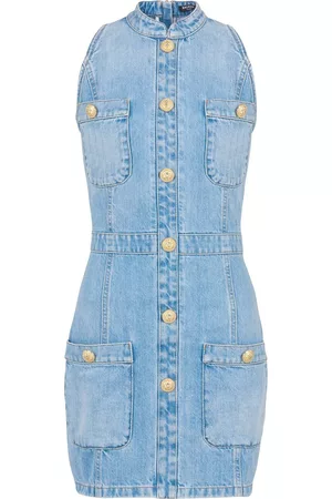 Balmain Vestido corto vaquero con diseño ajustado