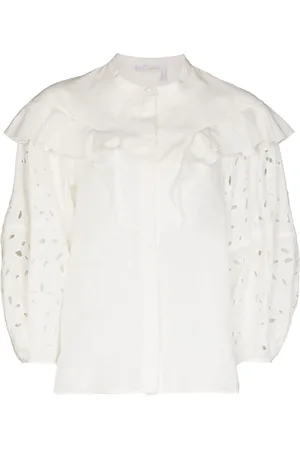 Chloé Blusa con volantes y bordado inglés