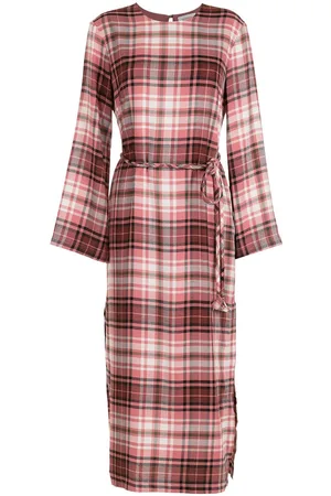 Olympiah Vestido camisero Folk a cuadros