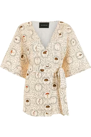 Olympiah Top de kimono con setas estampadas