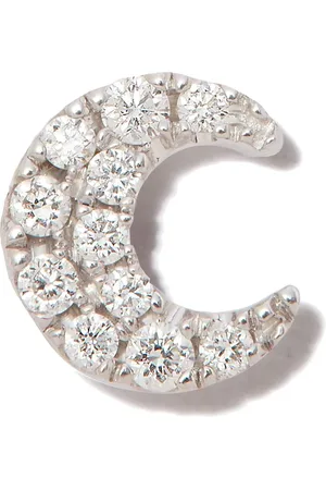 Maria Tash Pendiente Moon en oro blanco de 18kt con diamantes