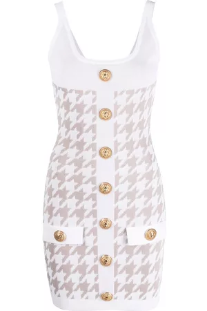 Balmain Vestido corto con motivo pied de poule