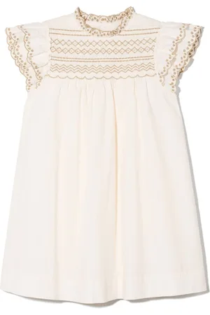 BONPOINT Vestido bordado fruncido