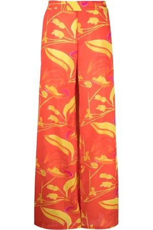 Louisa Ballou Pantalones anchos con motivo floral