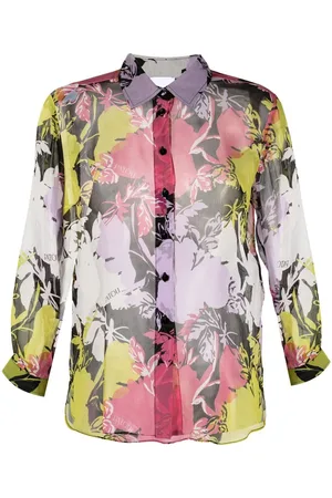 Patou Blusa translúcida con motivo floral