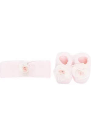 La Perla Conjunto de diadema y patucos con aplique floral