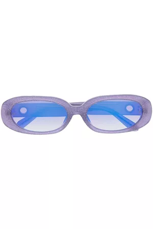 Linda Farrow Gafas de sol redondas con purpurina