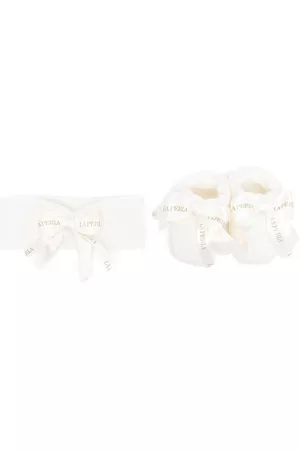 La Perla Conjunto de diadema y patucos con lazo