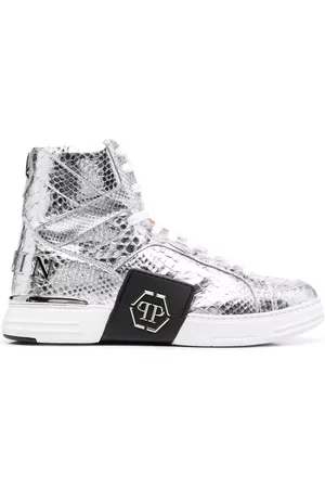 Philipp Plein Zapatillas altas con efecto de piel de serpiente