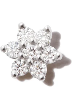 Maria Tash Pendiente con aplique de flor en oro blanco de 18kt con diamante