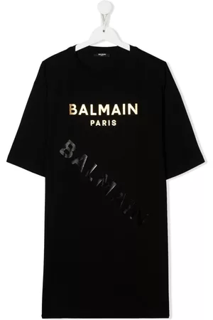 Balmain Vestido estilo camiseta con logo estampado