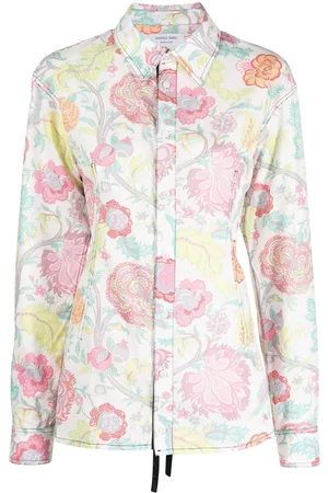Marine Serre Camisa floral con espalda de encaje