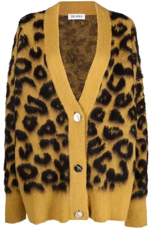 The Attico Cárdigan de punto con motivo de leopardo en intarsia