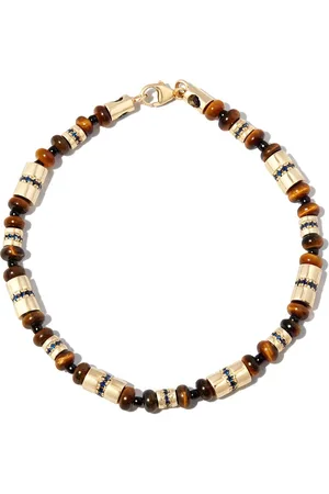 LUIS MORAIS Pulsera de cuentas en oro amarillo de 14kt con zafiro