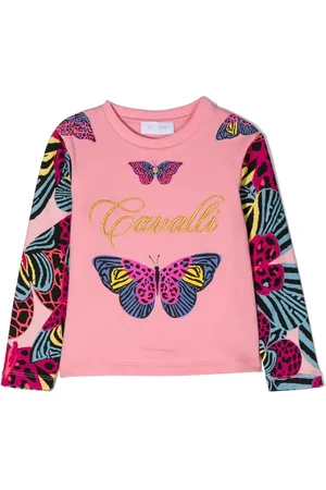 Roberto Cavalli Top con estampado de mariposa y manga larga