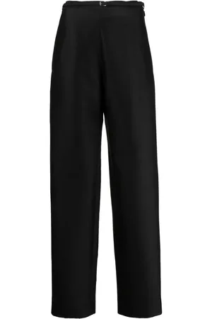 Gia Studios Pantalones rectos con cinturón delgado