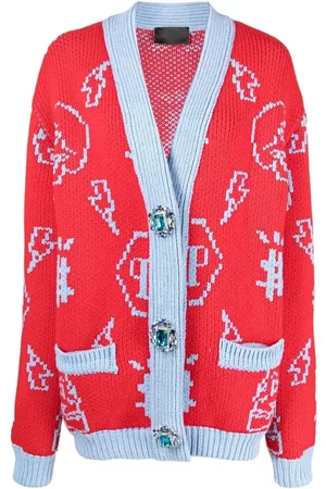 Philipp Plein Cárdigan con logo en jacquard