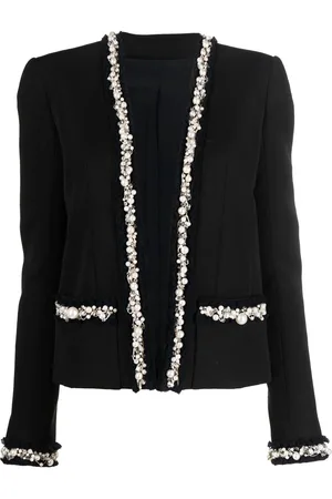 Balmain Chaqueta oversize con ribete de perlas