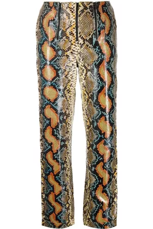 CHANEL Pantalones con motivo de piel de pitón 2000