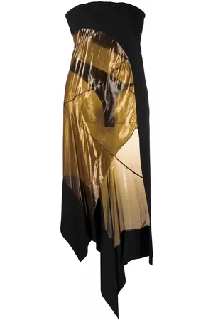 MUGLER Vestido asimétrico con panel transparente
