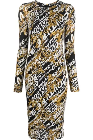 VERSACE Vestido midi con logo Barocco