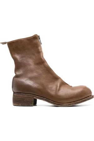 GUIDI Botas con puntera redonda y cremallera frontal