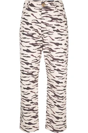 REJINA PYO Pantalones rectos con motivo de tigre