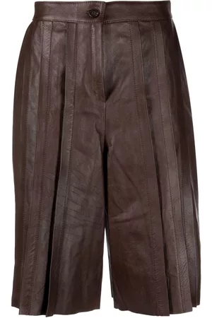 Golden Goose Pantalones cortos de cuero con pliegues