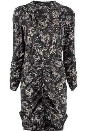Isabel Marant Vestido fruncido con estampado de cachemira