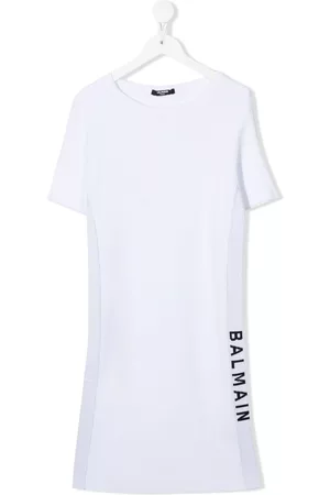 Balmain Vestido estilo camiseta con banda del logo