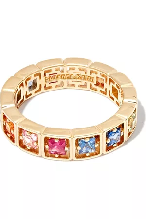 Suzanne Kalan Anillo Rainbow en oro amarillo de 18kt con zafiros